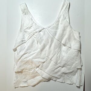 Liz Claiborne linen tiered ruffle tank flattering layers lined sz14
